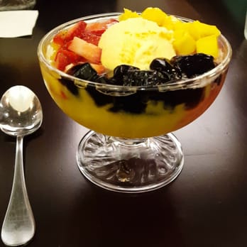 Mango Mango Dessert - With grass jelly, fresh mango and strawberries - Desserts Near Me - Flushing, New York