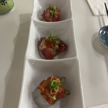 Sushi You - Three types of ahi - simple with toro, ahi with uni and Ikura, and a spicy ahi - Sushi Bars Near Me - Honolulu, Hawaii Sushi You - Three types of ahi - simple with toro, ahi with uni and Ikura, and a spicy ahi - Sushi Bars Near Me - Honolulu, Hawaii
