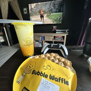 Happy Lemon - Lemon mango slushy with a boba waffle - Bubble Tea Near Me - Cedar Park, Texas