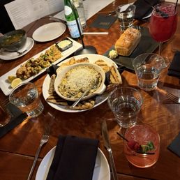 Calamari, Artichoke spinach dip, and Japanese milk bread Calamari, Artichoke spinach dip, and Japanese milk bread