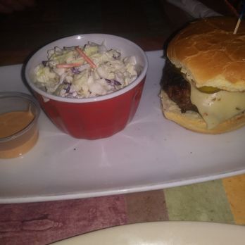 Linden Grove - a hamburger and coleslaw on a plate - Bars Near Me - Pittsburgh, Pennsylvania