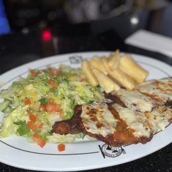 Sabor Latino - Milanesa De Pollo with yuca frita and salad