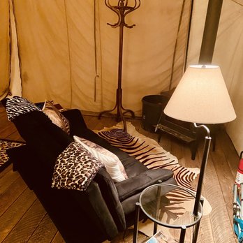 BlissWood Bed and Breakfast Ranch - Sitting area in tent - Bed & Breakfast Near Me - Cat Spring, Texas
