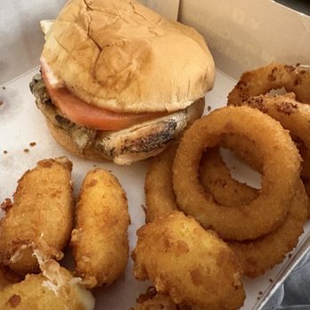 Cook Out - Bbq grilled chicken burger, cheese curds and onion rings plus - American Near Me - Virginia Beach, Virginia Cook Out - Bbq grilled chicken burger, cheese curds and onion rings plus - American Near Me - Virginia Beach, Virginia