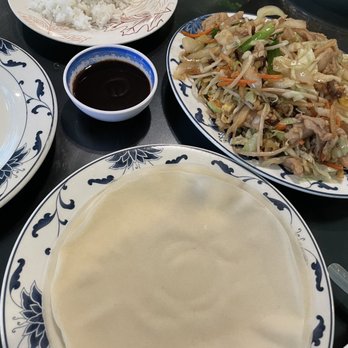 Happy Garden Chinese Restaurant - Mu Shu chicken with hoisin sauce and thin pancakes. A little assembly required but soooo good - Chinese Near Me - Chester, California Happy Garden Chinese Restaurant - Mu Shu chicken with hoisin sauce and thin pancakes. A little assembly required but soooo good - Chinese Near Me - Chester, California