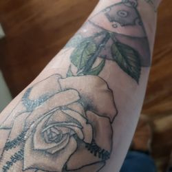 9 Lives Tattoo - Baseball Rose