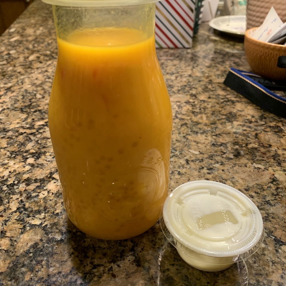 Facing East - Mango Grapefruit Smoothie with Sea Salt Cream (from the refrigerated section) - Chinese Near Me - Bellevue, Washington Facing East - Mango Grapefruit Smoothie with Sea Salt Cream (from the refrigerated section) - Chinese Near Me - Bellevue, Washington