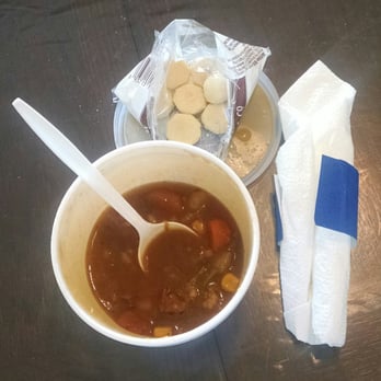 A simple and delicious lunch. Double points for being organic!!! Beef barley soup and oyster crackers :) yum!!!