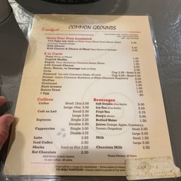 Other side of menu