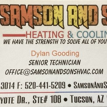Samson and Sons Heating & Cooling - Business card - Heating & Air Conditioning/HVAC Near Me - Tucson, Arizona