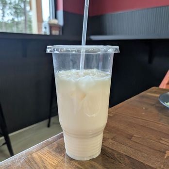Rey Taco - Large horchata (partially consumed). - Mexican Near Me - Tucker, Georgia Rey Taco - Large horchata (partially consumed). - Mexican Near Me - Tucker, Georgia
