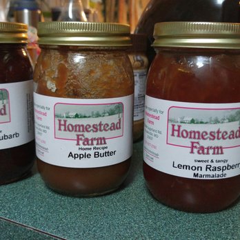 Homestead Farm - Strawberry rhubarb preserve, apple butter (that I'm already halfway through eating hehe), and lemon raspberry marmalade. - Fruits & Veggies Near Me - Poolesville, Maryland