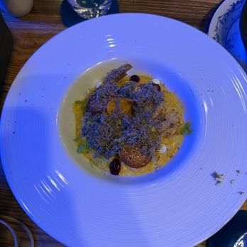 Southern Belle - Black truffle topped seared scallops over pumpkin risotto - New American Near Me - Atlanta, Georgia Southern Belle - Black truffle topped seared scallops over pumpkin risotto - New American Near Me - Atlanta, Georgia