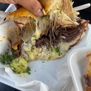 Birrieria Apatzingan - I thought quesobirrias was a baby taco ... I can probably lay a mothafuka out with this shit .. 5lb taco .. who's up for the challenge - Mexican Near Me - Tulare, California Birrieria Apatzingan - I thought quesobirrias was a baby taco ... I can probably lay a mothafuka out with this shit .. 5lb taco .. who's up for the challenge - Mexican Near Me - Tulare, California