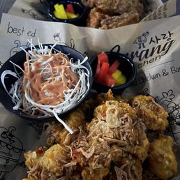 Platter for one (choice bro sauce) and sambal oelek cauliflower.