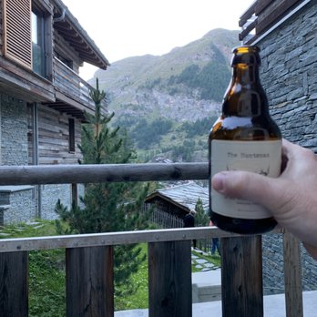 CERVO Mountain Boutique Resort - Balcony beer with their in room provided complimentary house beer.   Yum! - Hotels Near Me - Zermatt, VS