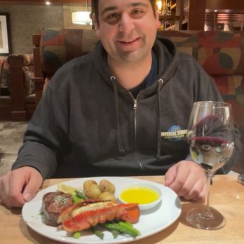 Seasons 52 - This is my Sweet Hubby who got the 8 oz Filet Mignon Steak with Lobster Tail! And The Prisnor, Red Blend California 22 wine! :)) - New American Near Me - Sacramento, California Seasons 52 - This is my Sweet Hubby who got the 8 oz Filet Mignon Steak with Lobster Tail! And The Prisnor, Red Blend California 22 wine! :)) - New American Near Me - Sacramento, California
