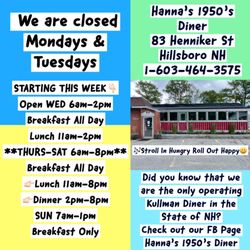 Hanna's Diner - Hours