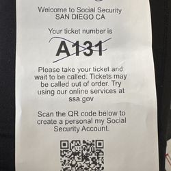 Social Security Administration - Check-in ticket