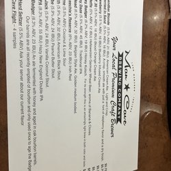 Man Cave Brewing - Beer menu