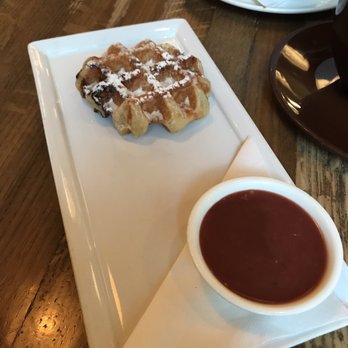 Medina Cafe - Waffle with caramel raspberry sauce - Breakfast & Brunch Near Me - Vancouver, British Columbia Medina Cafe - Waffle with caramel raspberry sauce - Breakfast & Brunch Near Me - Vancouver, British Columbia