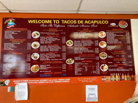 Menu photo 5 Tacos De Acapulco Grover Beach, CA
