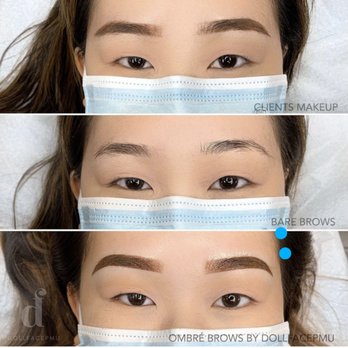 Dollface Permanent Makeup - How I used to draw in my brows, and how Stephanie fixed my unevenness - Permanent Makeup Near Me - Lake Forest, California