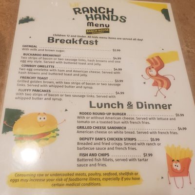 Menu photo 2 Ranch House Restaraunt Silver Springs, NV