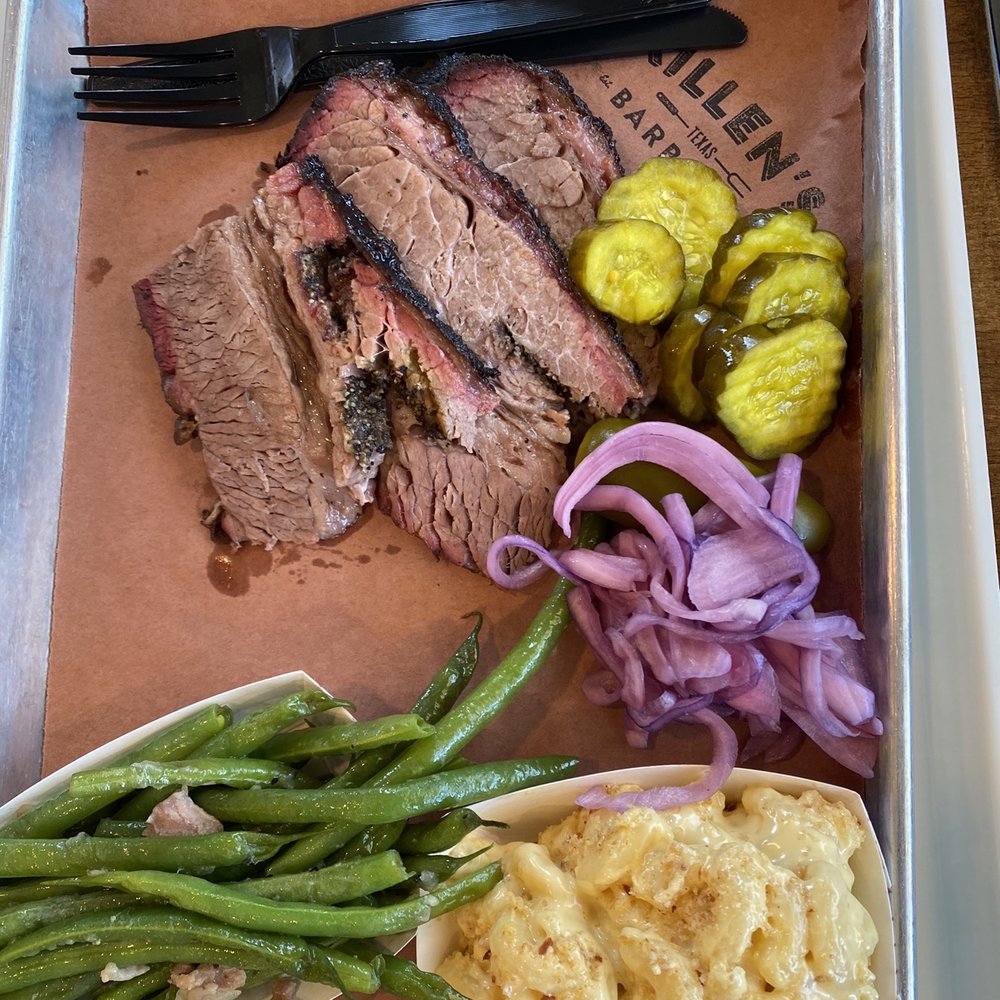 Killen's Barbecue - Delicious moist brisket. Creamy macaroni and fresh green beans. Even the Add Pickles, Onions, and, Jalapenos were amazing! - Barbeque Near Me - Shenandoah, Texas Killen's Barbecue - Delicious moist brisket. Creamy macaroni and fresh green beans. Even the Add Pickles, Onions, and, Jalapenos were amazing! - Barbeque Near Me - Shenandoah, Texas