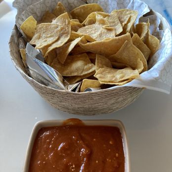 Centrico - Chips & Salsa $6 - pretty large basket of chips!! And salsa is spiiiiicy - Mexican Near Me - Anaheim, California