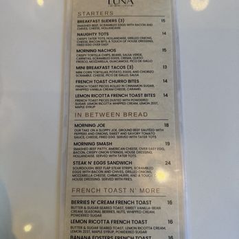 Luna - Breakfast menu - Tacos Near Me - Bakersfield, California