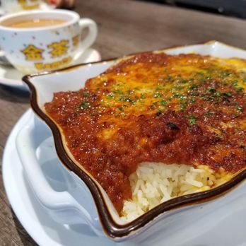 Cha Kee Restaurant - bolognese rice with milk tea - Hong Kong Style Cafe Near Me - Richmond Hill, Ontario