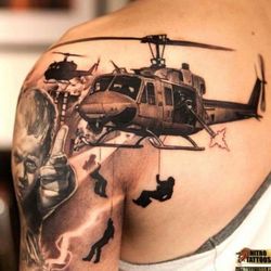 Color Works - Helicopter with repelling soldiers.