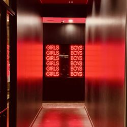 Equinox Hollywood - Love the vivid neon entrance to the locker rooms.
