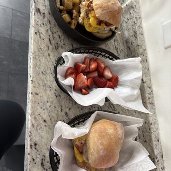 Lighthouse Bakery - Big 55 & The OG with side of fruit - Breakfast & Brunch Near Me - Mystic, Connecticut
