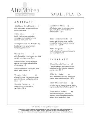 Menu photo 3 Alta Marea St  Augustine, FL