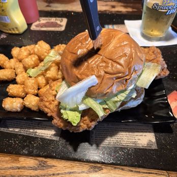Mousetrap Bar & Grill - Tenderloin sandwich with tots. - American Near Me - Indianapolis, Indiana