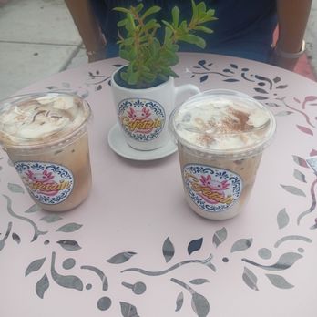Cafetzin Coffee - His and hers  Hers- Cajete Latte and His - Horchata  Matcha latte. - Coffee & Tea Near Me - Chula Vista, California