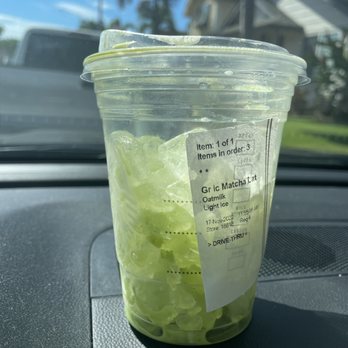 Starbucks - Overly iced latte even though the label shows I clearly asked for light ice. - Coffee & Tea Near Me - Ewa Beach, Hawaii