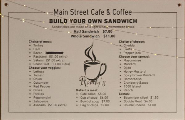 Menu photo 2 Randy's Main Street Coffee Brownsville, OR