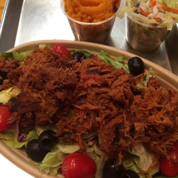 Big Black Grill - Pulled pork on salad with sweet potato and sweet and sour cole slaw - Barbeque Near Me - New Stanton, Pennsylvania