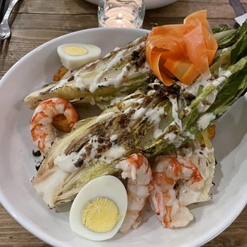 La Pulperia 44th HK - Grilled romaine salad with shrimp - very good, esp the shrimp! - Latin American Near Me - New York, New York