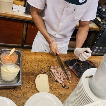Katz's Delicatessen - Carving table! They give you samples! - Delis Near Me - New York, New York Katz's Delicatessen - Carving table! They give you samples! - Delis Near Me - New York, New York