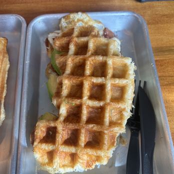 Waffle Love - Breakfast Sammy with avocado - Waffles Near Me - Round Rock, Texas Waffle Love - Breakfast Sammy with avocado - Waffles Near Me - Round Rock, Texas
