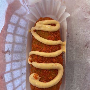 Hot Juicy 88 - Mozzarella covered in hot cheetos with spicy mayo on top - Korean Near Me - Aurora, Colorado Hot Juicy 88 - Mozzarella covered in hot cheetos with spicy mayo on top - Korean Near Me - Aurora, Colorado
