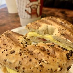 ZOES Coffee - Egg breakfast sandwich and latte