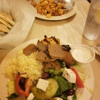 Olive Mediterranean Grill - Mixed grill plate for me and a wrap for him with their Greek potatoes. Delightful and the service was great too. - Mediterranean Near Me - Dayton, Ohio Olive Mediterranean Grill - Mixed grill plate for me and a wrap for him with their Greek potatoes. Delightful and the service was great too. - Mediterranean Near Me - Dayton, Ohio