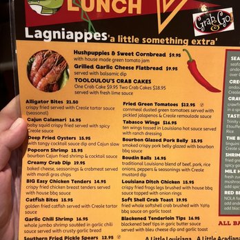 Tooloulous - Lunch menu 6/2023 - Cajun/Creole Near Me - Banff, Alberta