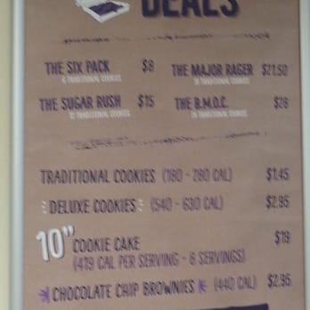 Insomnia Cookies - Cookie Menu Pretty pricey Pic taken on June 3, 2015 - Desserts Near Me - Baltimore, Maryland