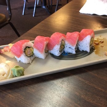 Sushi Table Asian Bistro - Yummy 201 roll shrimp tempura and avocado on the inside, tuna on the outside - Sushi Bars Near Me - Lemoore, California Sushi Table Asian Bistro - Yummy 201 roll shrimp tempura and avocado on the inside, tuna on the outside - Sushi Bars Near Me - Lemoore, California